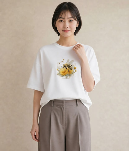 Tシャツ レディース ハニー 食べ物 フード イラスト フェミニン 母の日 ビーチ 白T YMAZO