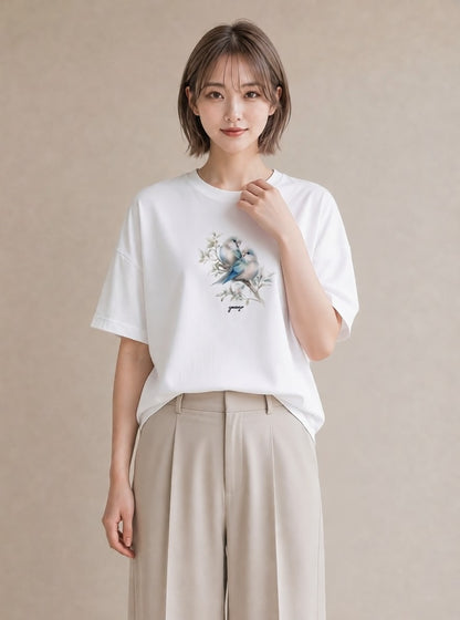 グラフィックTシャツ レディース コザクラインコ ペット 動物 イラスト カフェコーデ デート 帰省 白T YMAZO