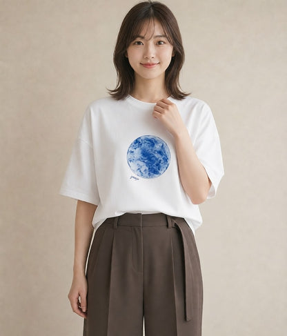 プリントTシャツ レディース 牡牛座 星空 宇宙 イラスト シック 公園 ママ 白T YMAZO