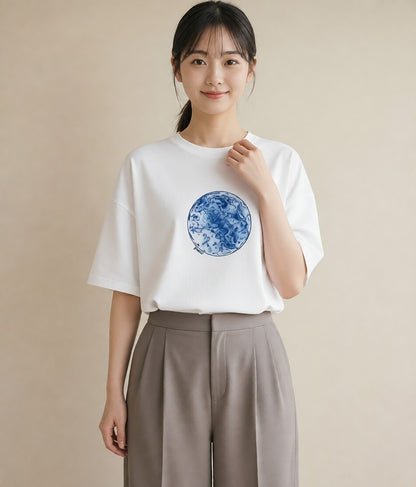 半袖Tシャツ レディース 水瓶座 星空 宇宙 イラスト 淡色 週末コーデ 敬老の日 白T YMAZO