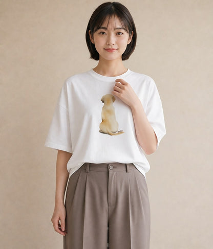 半袖Tシャツ レディース ラブラドールレトリバー 犬 いぬ イラスト 個性的 自分用 ルームウェア 白T YMAZO
