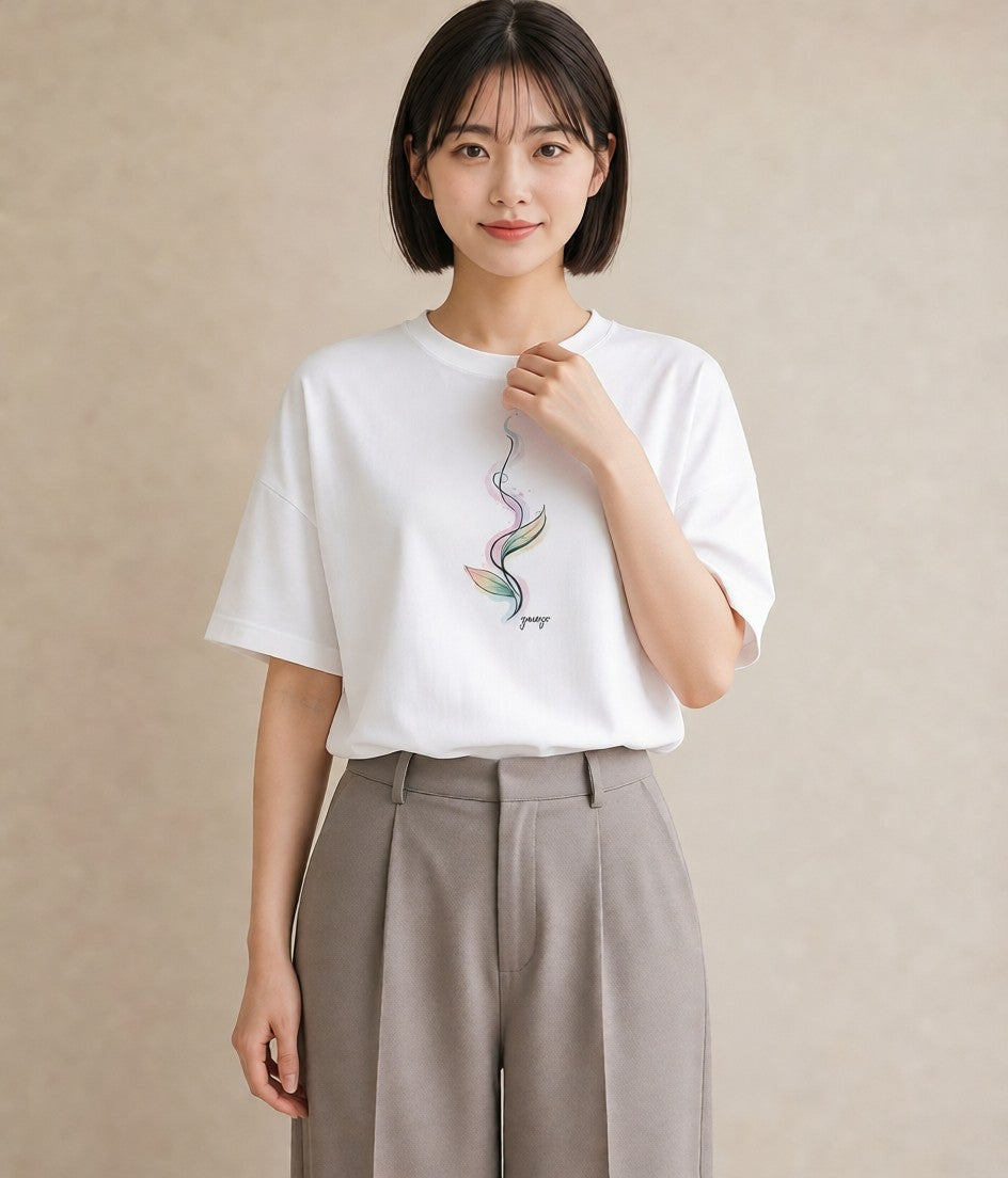 デザインTシャツ レディース コーヒー カフェ 珈琲 イラスト フェミニン ルームウェア ギフト 白T YMAZO