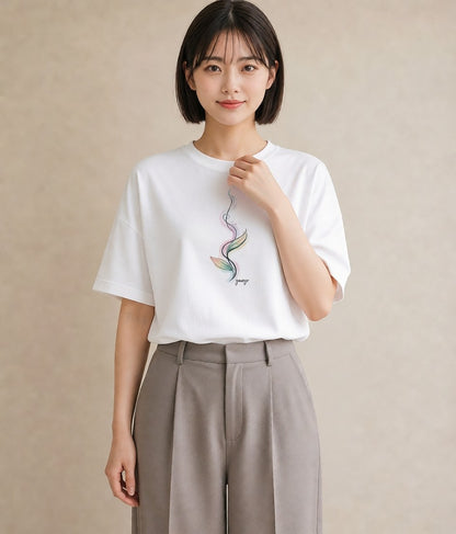 デザインTシャツ レディース コーヒー カフェ 珈琲 イラスト フェミニン ルームウェア ギフト 白T YMAZO