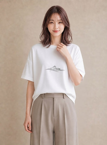プリントTシャツ レディース 海 リゾート 夏 イラスト ヴィンテージ風 旅行 母娘コーデ 白T YMAZO