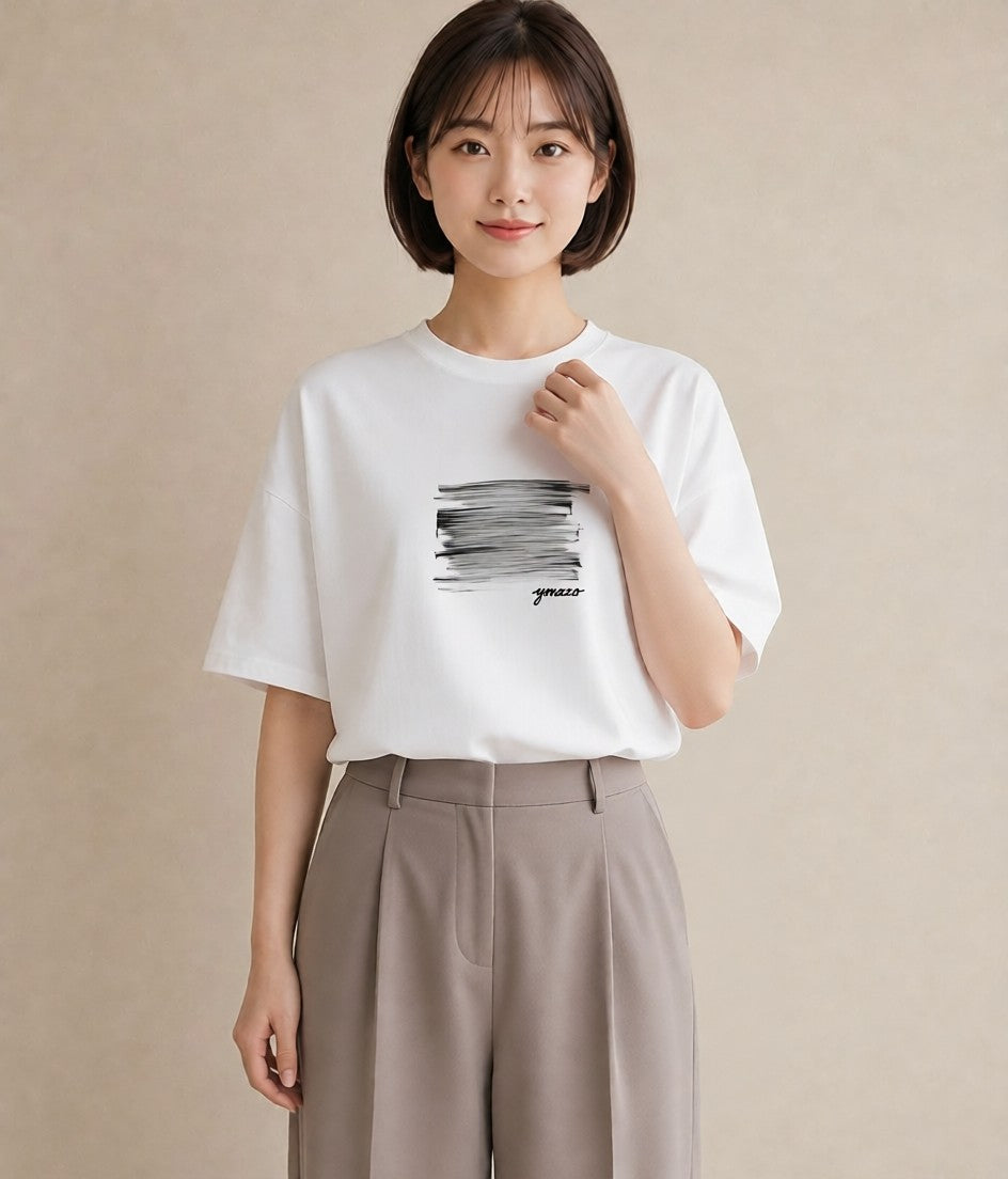 Tシャツ レディース 窓辺の雨 雨の日 窓 ナチュラル アンティーク イラスト きれいめ ビーチ デイリーウェア 白T YMAZO