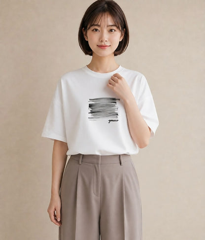 Tシャツ レディース 窓辺の雨 雨の日 窓 ナチュラル アンティーク イラスト きれいめ ビーチ デイリーウェア 白T YMAZO