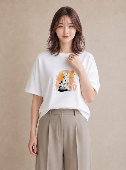 プリントTシャツ レディース 白猫 猫 ねこ イラスト ゆるコーデ 女性 旅行用 白T YMAZO