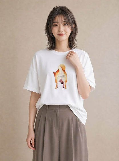 グラフィックTシャツ レディース 柴犬 しばいぬ 犬 いぬ イラスト きれいめ 部屋着 女性向けギフト 白T YMAZO
