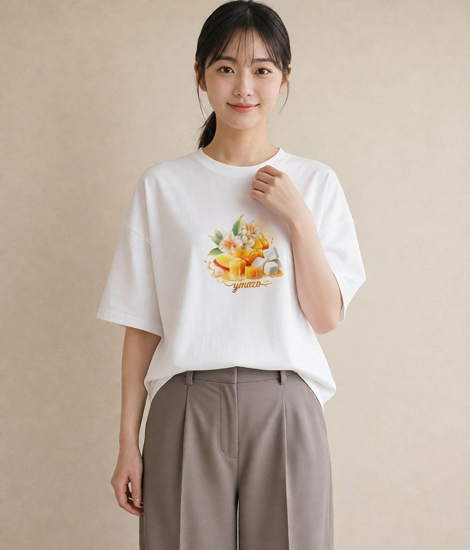 Tシャツ レディース パフェ 食べ物 フード イラスト 普段使い 旅行用 海 白T YMAZO