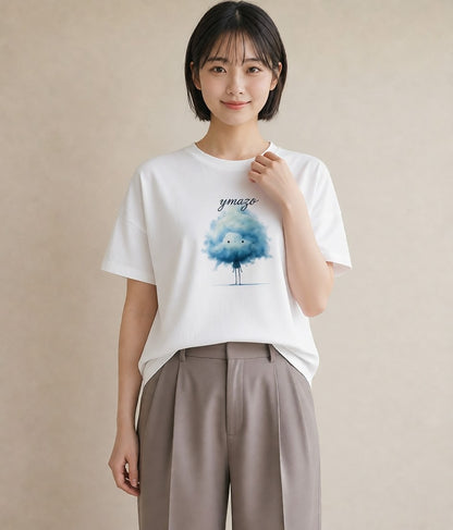 Tシャツ レディース 雲 星空 宇宙 イラスト ギフト 母の日 白T YMAZO