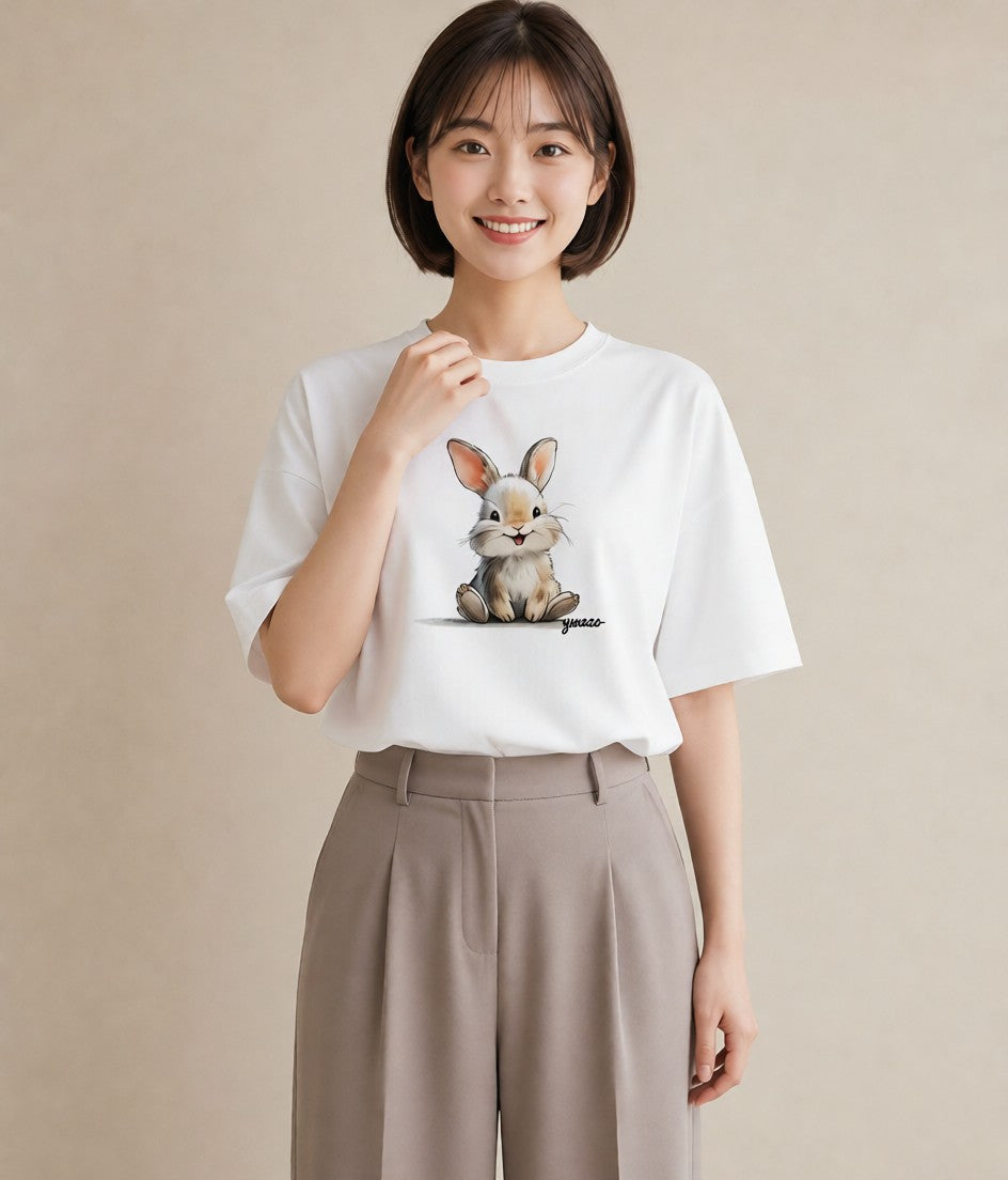 プリントTシャツ レディース ネザーランドドワーフ ペット 動物 イラスト モード 秋コーデ おしゃれギフト 白T YMAZO