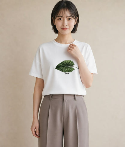 グラフィックTシャツ レディース 葉っぱ 植物 ボタニカル イラスト 個性的 おしゃれギフト 社会人 白T YMAZO