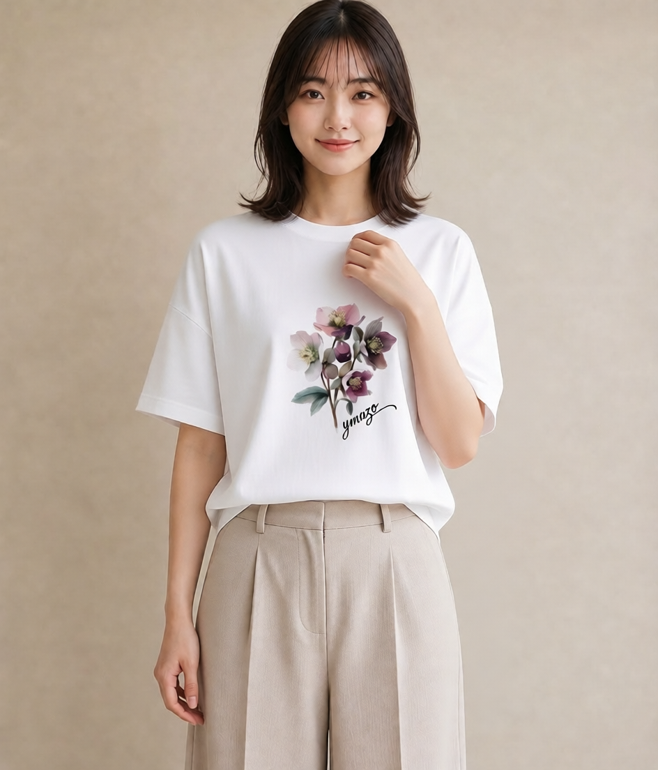 Tシャツ レディース 花 花柄 イラスト カジュアル 女性 旅行用 白T