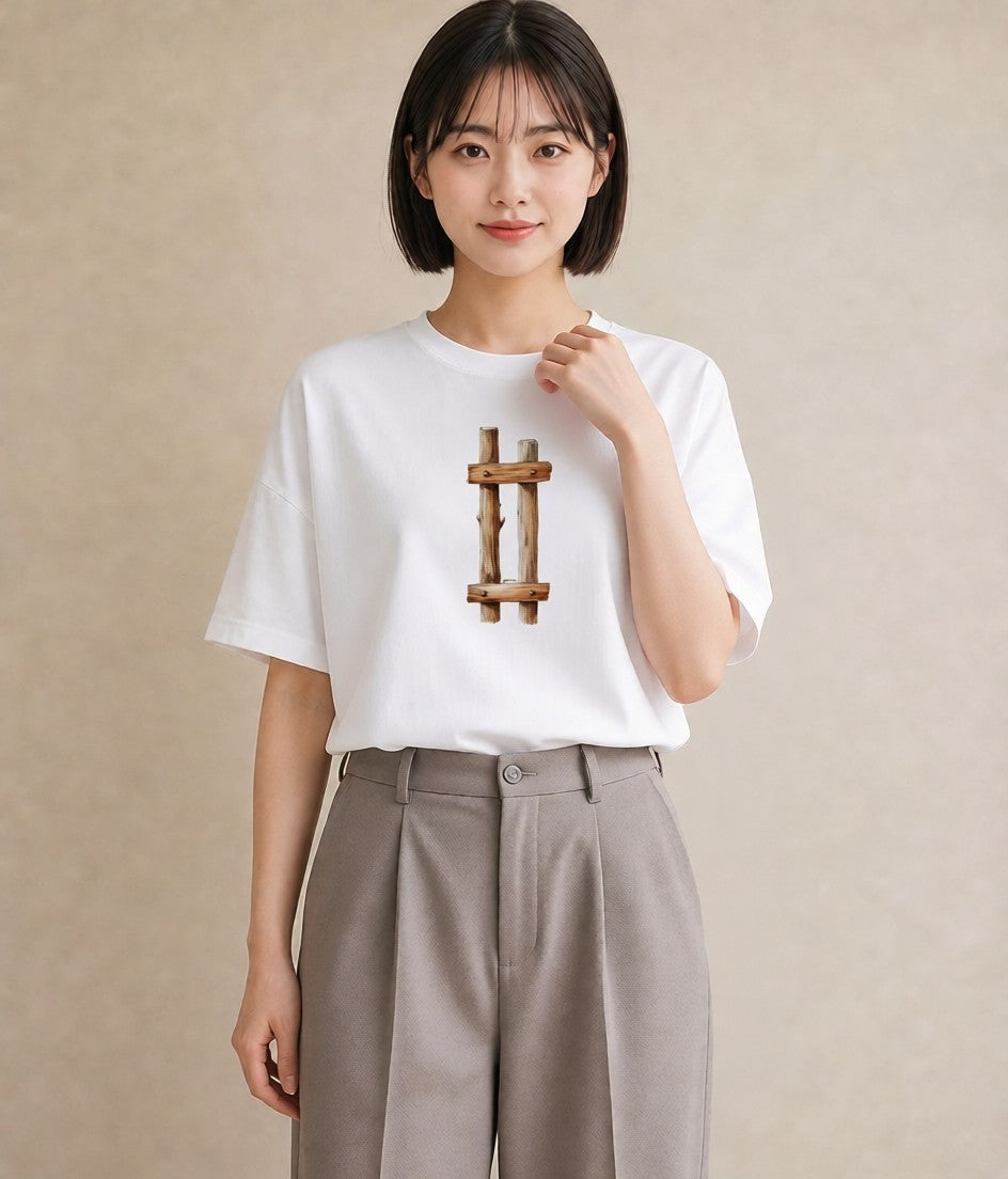 プリントTシャツ レディース 小川 橋 せせらぎ ナチュラル アンティーク イラスト 普段使い 姉妹 送別ギフト 白T YMAZO