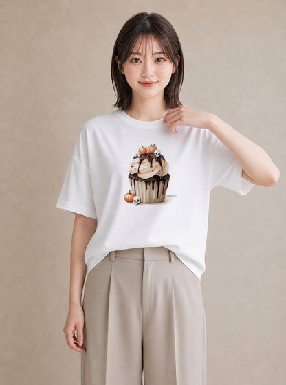 デザインTシャツ レディース チョコ 食べ物 フード イラスト ボタニカル デート 帰省 白T YMAZO