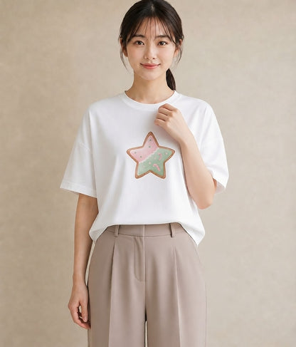 プリントTシャツ レディース キャンディ 食べ物 フード イラスト ガーリー 20代 カジュアルコーデ 白T YMAZO