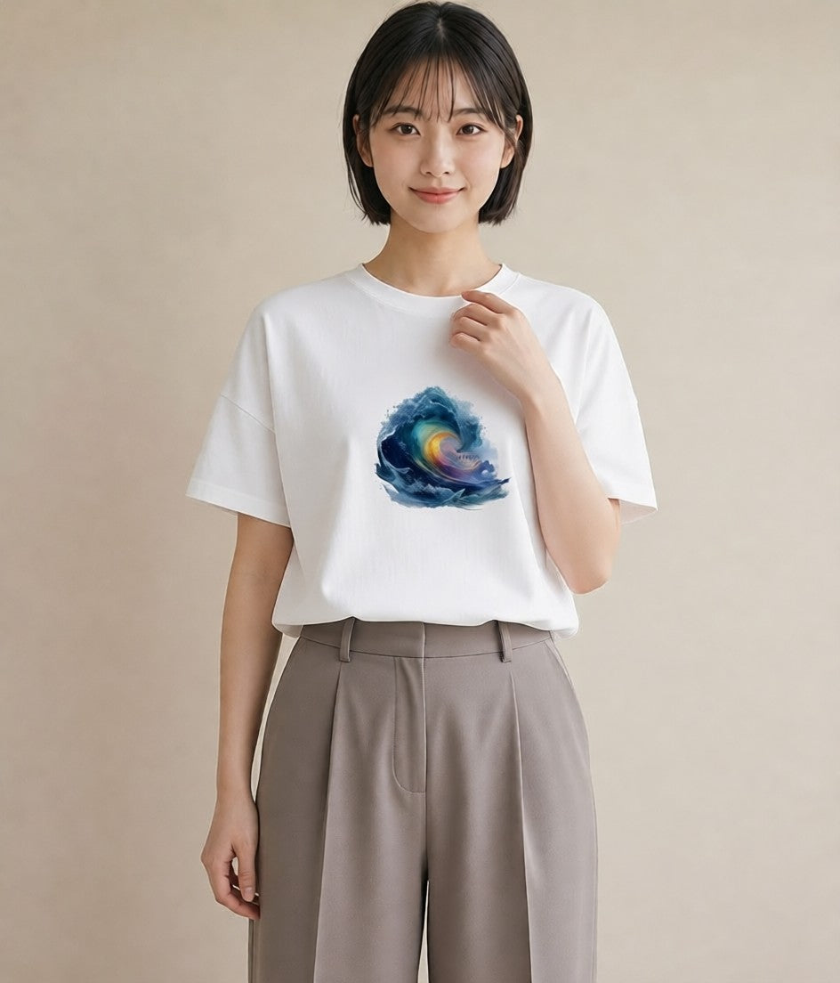 グラフィックTシャツ レディース 海 星空 宇宙 イラスト ゆるかわ 母娘コーデ 自分用 白T YMAZO