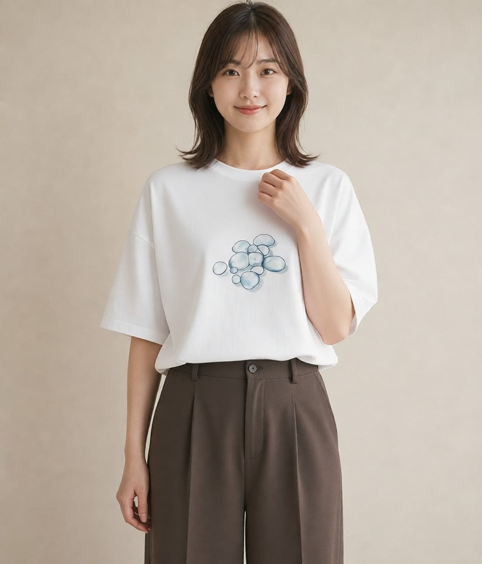 半袖Tシャツ レディース ミルク 食べ物 フード イラスト シック 20代 カジュアルコーデ 白T YMAZO