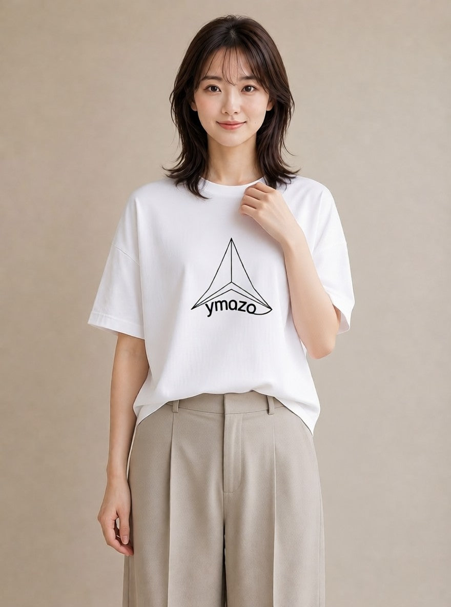 半袖Tシャツ レディース 折り鶴 折り紙 ナチュラル アンティーク イラスト ニュアンス カジュアルコーデ 買い物 白T YMAZO