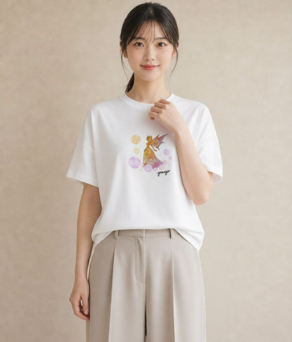 プリントTシャツ レディース 天秤座 星空 宇宙 イラスト カジュアル 友達ギフト 部屋着 白T YMAZO