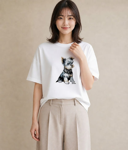 Tシャツ レディース ヨークシャーテリア 犬 いぬ イラスト ナチュラル 姉妹 送別ギフト 白T YMAZO