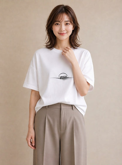 デザインTシャツ レディース 海 リゾート 夏 イラスト ニュアンス カフェ巡り 白T YMAZO