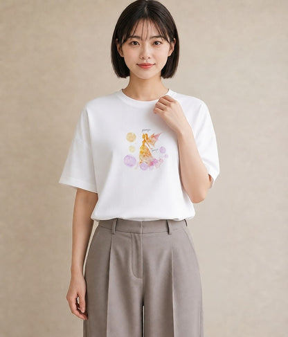 グラフィックTシャツ レディース 山羊座 星空 宇宙 イラスト モード ラフ レイヤード 白T YMAZO