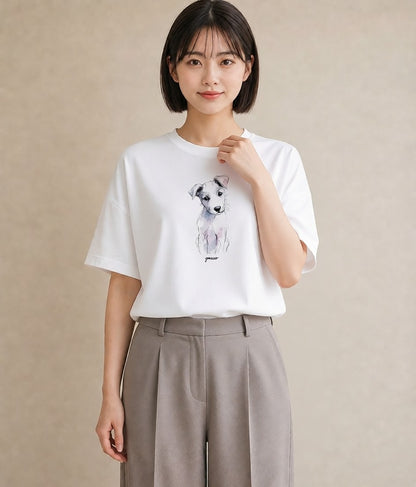 プリントTシャツ レディース 子犬 犬 いぬ イラスト シック 秋コーデ おしゃれギフト 白T YMAZO