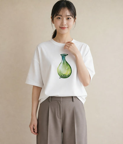 グラフィックTシャツ レディース ミルク 食べ物 フード イラスト シック 在宅 公園 白T YMAZO
