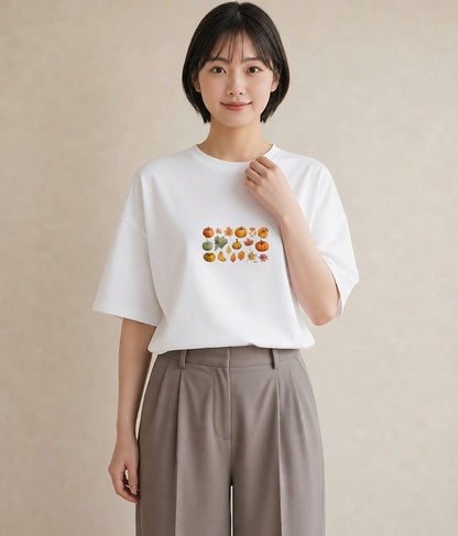 デザインTシャツ レディース 実り 植物 ボタニカル イラスト ラフカジュアル カフェ服 クリスマス 白T YMAZO