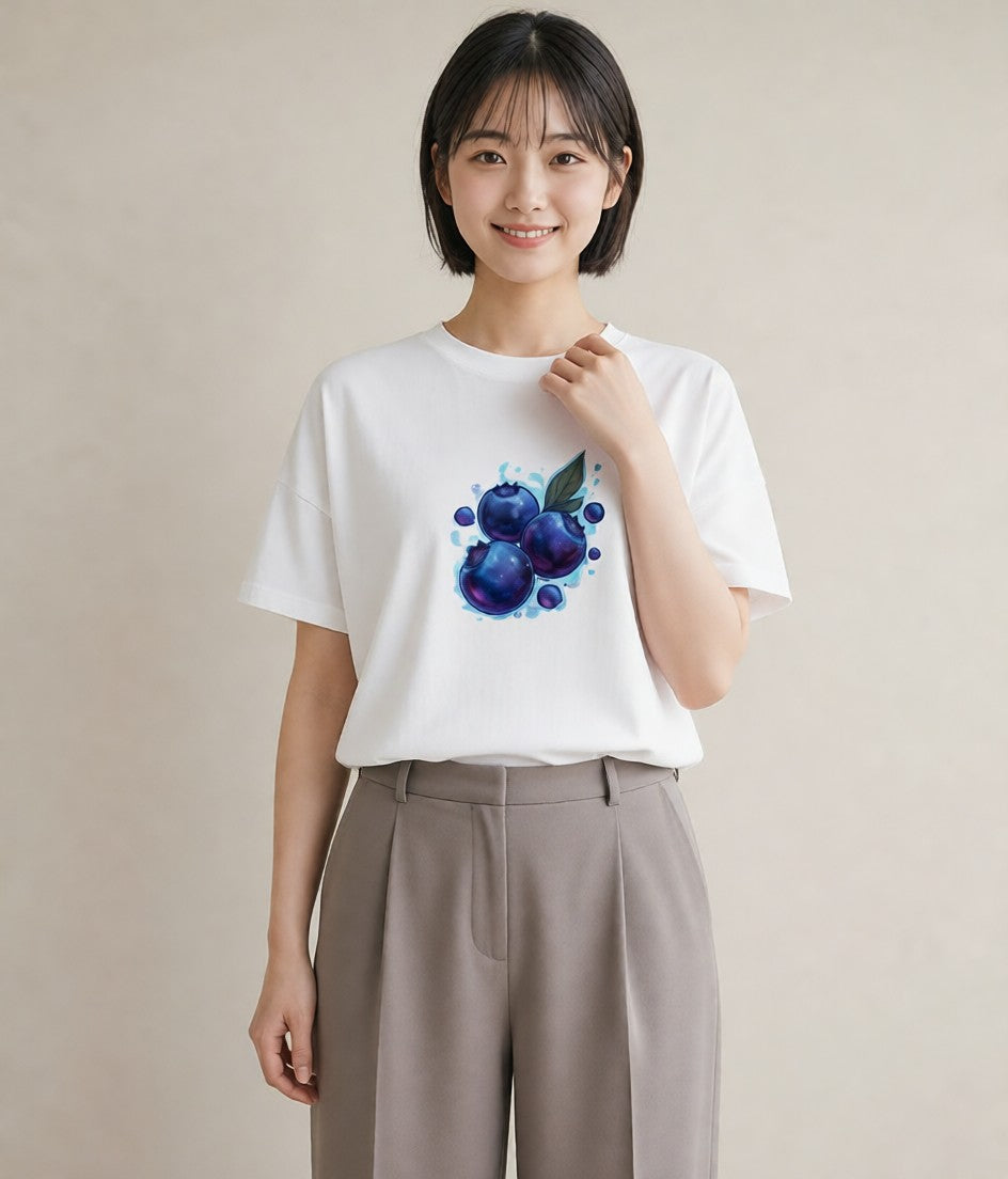 デザインTシャツ レディース 木の実 植物 ボタニカル イラスト シック クリスマス 旅行 白T YMAZO