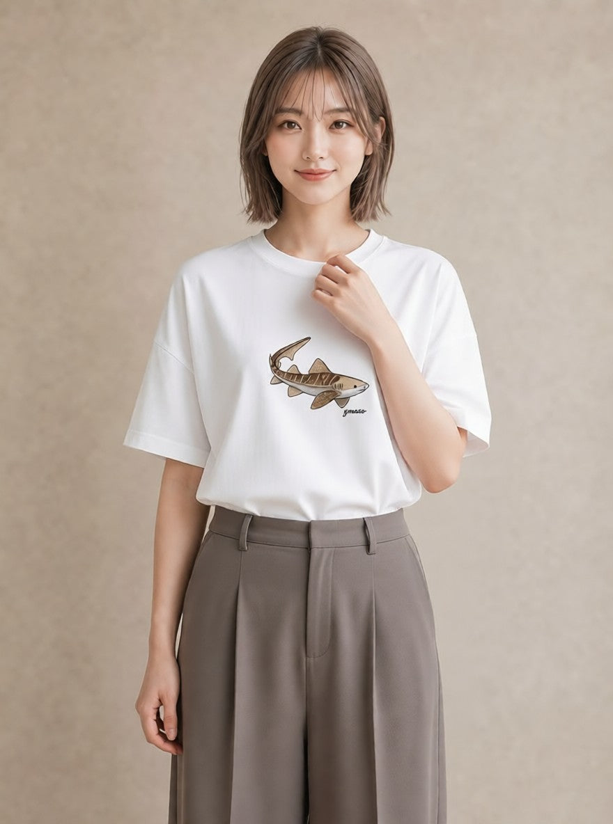 デザインTシャツ レディース レオパ ペット 動物 イラスト 韓国風 カフェ巡り 女子会 白T YMAZO