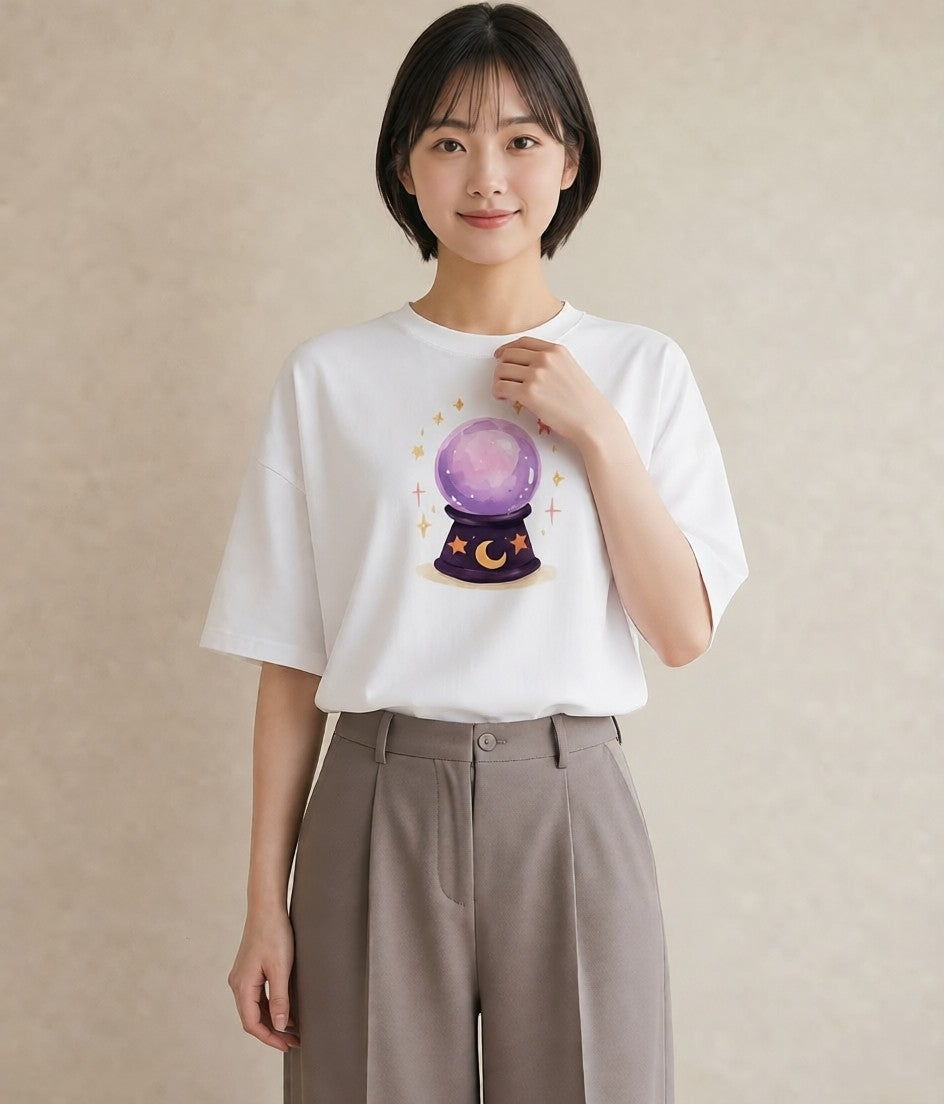 半袖Tシャツ レディース 天秤座 星空 宇宙 イラスト アート風 週末コーデ 敬老の日 白T YMAZO