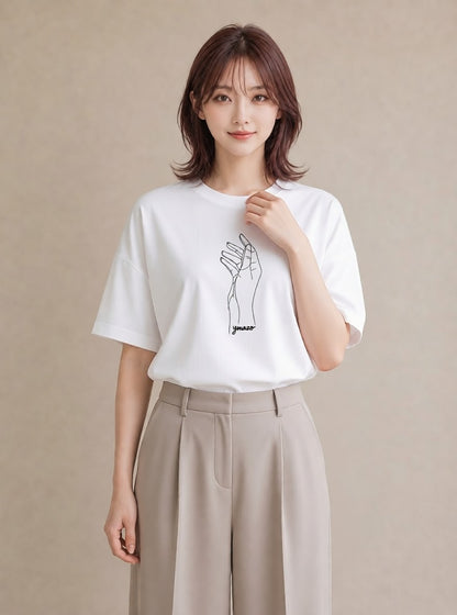 デザインTシャツ レディース 手鏡 アンティーク レトロ ナチュラル イラスト 上品 クリスマス 旅行 白T YMAZO