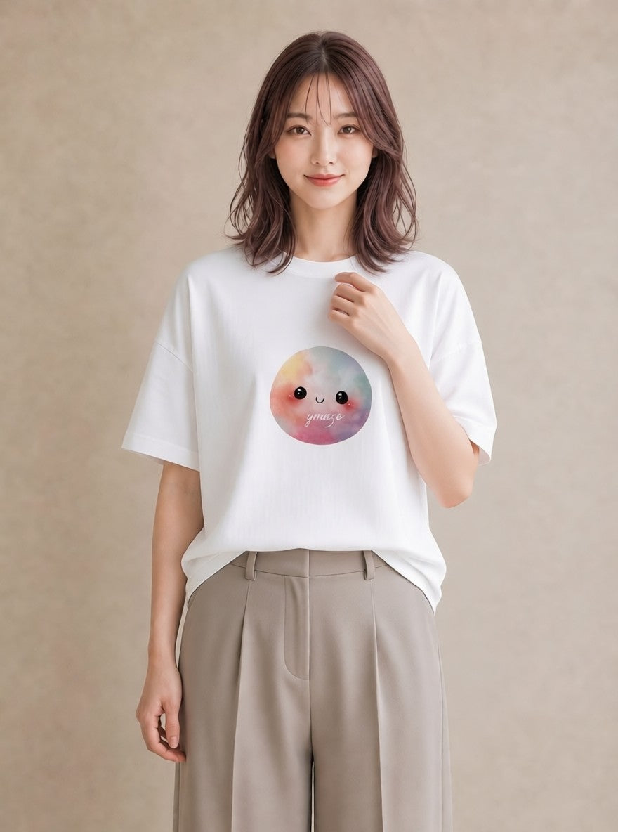 グラフィックTシャツ レディース おにぎり 食べ物 フード イラスト 淡色 部屋着 女性向けギフト 白T YMAZO