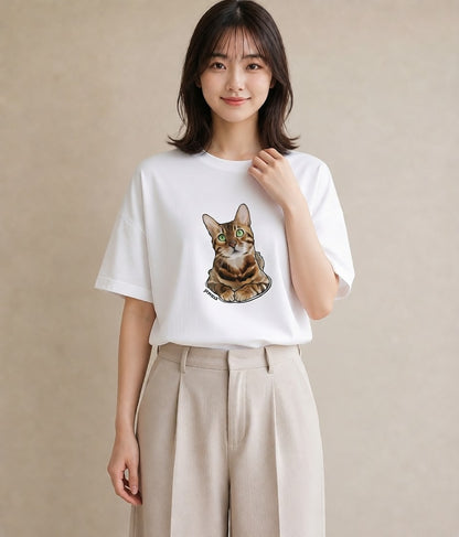 Tシャツ レディース 肉球 猫 ねこ イラスト ガーリー 社会人 女性 白T YMAZO