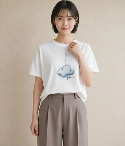 プリントTシャツ レディース 風鈴 ガラス 夏 ナチュラル アンティーク イラスト こなれ感 在宅 公園 白T YMAZO