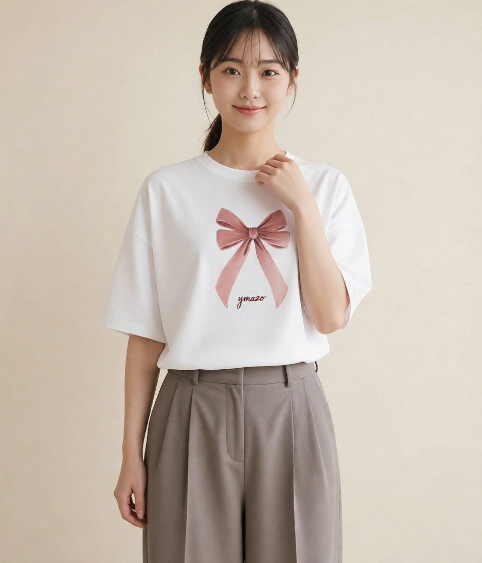 グラフィックTシャツ レディース バレエシューズ バレエ トウシューズ ナチュラル アンティーク イラスト モード 通勤 在宅 白T YMAZO