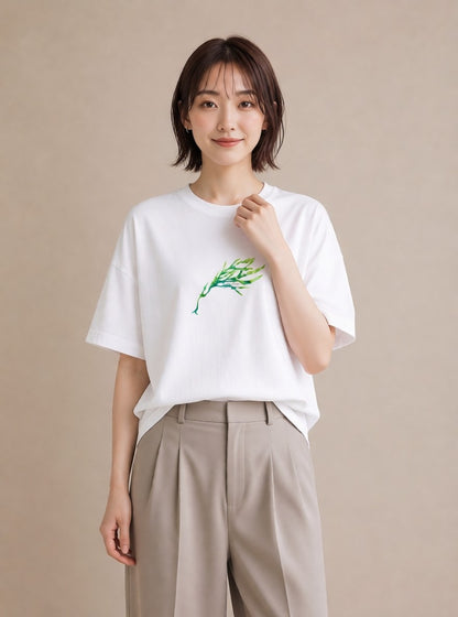 プリントTシャツ レディース ユーカリ 植物 ボタニカル イラスト 誕生日プレゼント 綿100 白T YMAZO