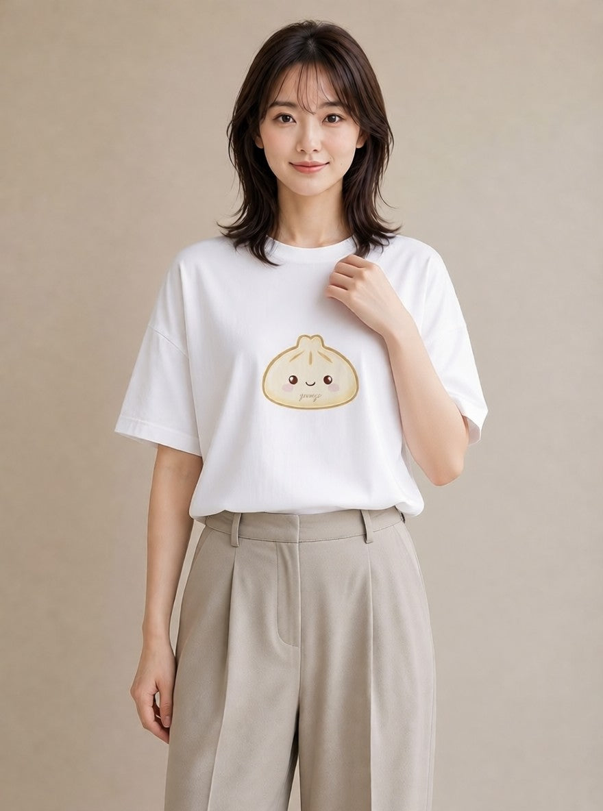 デザインTシャツ レディース おにぎり 食べ物 フード イラスト モード ママ カフェ服 白T YMAZO