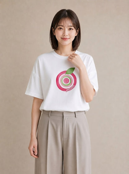 半袖Tシャツ レディース さくらんぼ チェリー 食べ物 フード イラスト 韓国風 送別ギフト 通勤 白T YMAZO