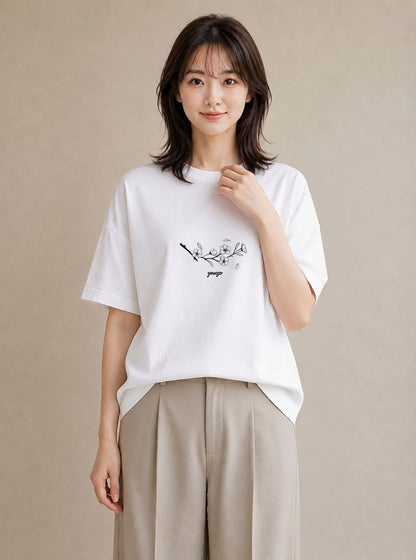 グラフィックTシャツ レディース 風鈴 ガラス 夏 ナチュラル アンティーク イラスト 韓国風 通学 誕生日プレゼント 白T YMAZO