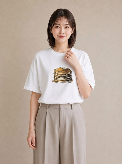 デザインTシャツ レディース どら焼き 食べ物 フード イラスト ユニーク ギフト 母の日 白T YMAZO