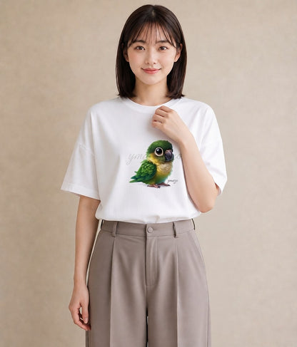グラフィックTシャツ レディース セキセイインコ ペット 動物 イラスト シンプル 通学 誕生日プレゼント 白T YMAZO