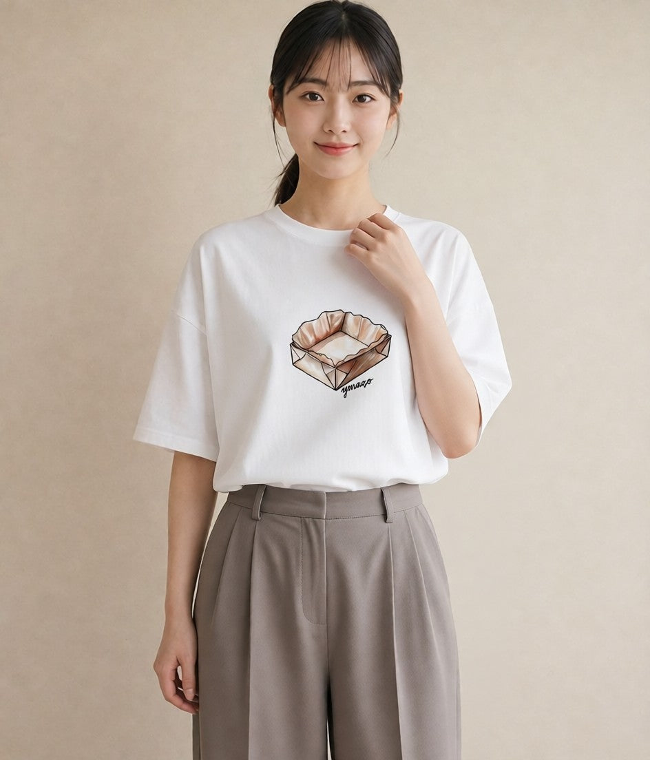 グラフィックTシャツ レディース チョコ 食べ物 フード イラスト シンプル 友達ギフト 部屋着 白T YMAZO