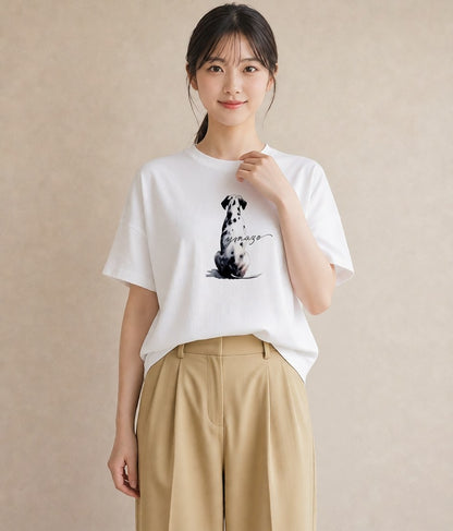 デザインTシャツ レディース 保護犬 犬 いぬ イラスト カフェコーデ 春服 ミセス 白T YMAZO