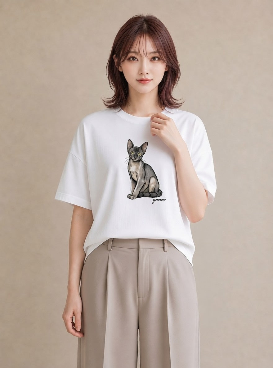 Tシャツ レディース 靴下猫 猫 ねこ イラスト 普段使い 旅行 母娘コーデ 白T YMAZO