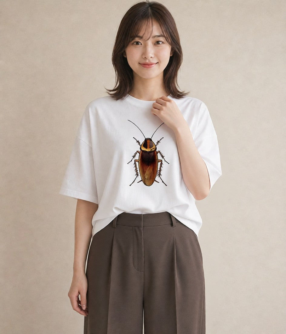 デザインTシャツ レディース クワガタ 昆虫 虫 イラスト 線画 秋コーデ おしゃれギフト 白T YMAZO