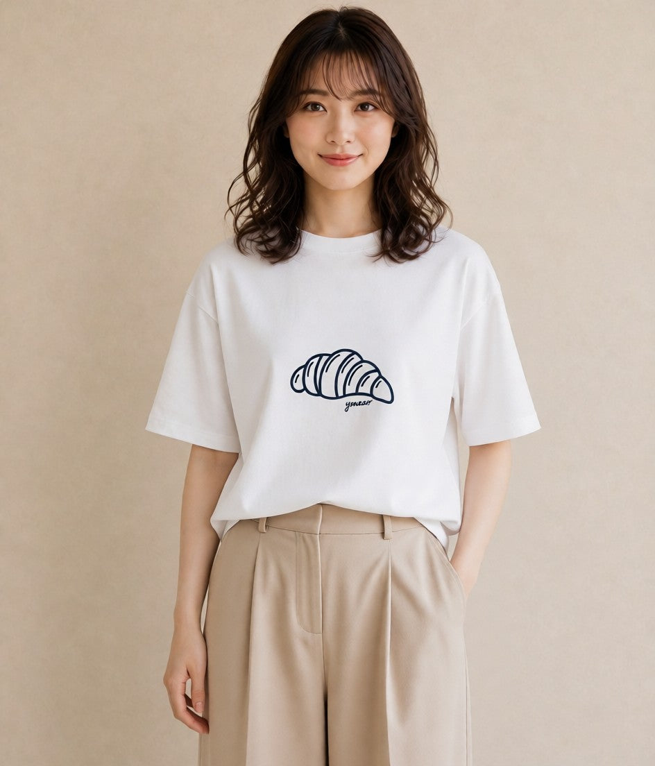 Tシャツ レディース パン ベーカリー イラスト ナチュラル 20代 カジュアルコーデ 白T YMAZO