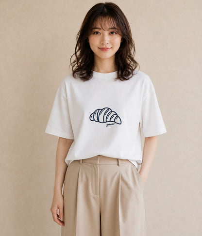 Tシャツ レディース パン ベーカリー イラスト ナチュラル 20代 カジュアルコーデ 白T YMAZO